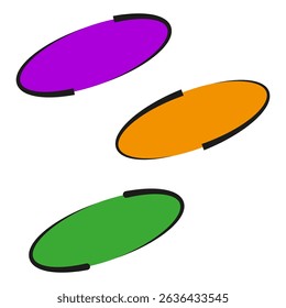 Colorful oval shapes. Abstract ellipse elements. Bright vector symbols. Modern design forms.