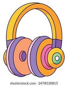 Colorful over-ear headphones illustration. Vector illustration