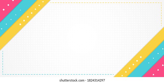 Colorful overlap layer colorful shape design dashed line frame style. vector illustration.