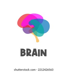 Colorful overlapping brain vector illustration logo