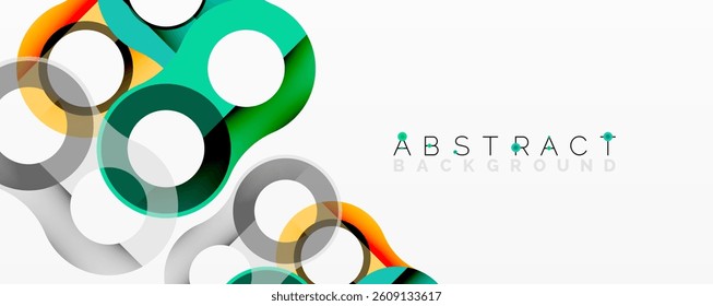 Colorful overlapping circles create abstract background. Modern design with vibrant hues, smooth gradients, simple shapes. Clean aesthetic for digital projects.