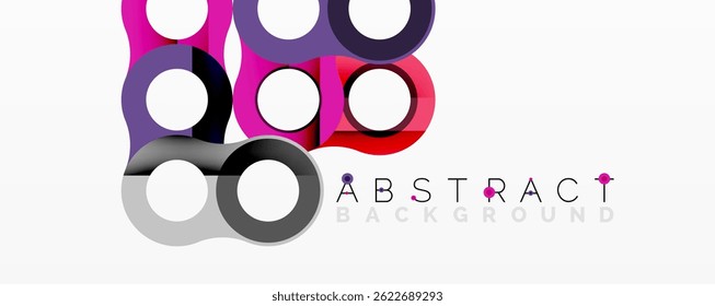 Los círculos superpuestos coloridos crean un diseño abstracto moderno. El fondo blanco realza las Formas vibrantes, la composición simple.