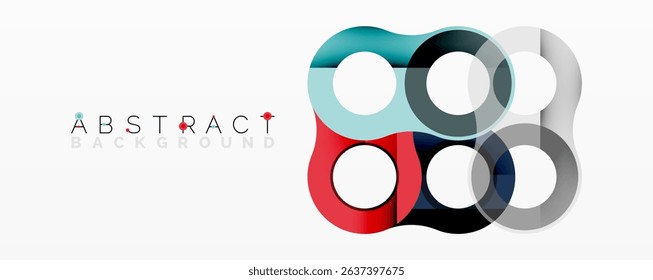 Colorful overlapping circles create modern abstract design. Simple shapes, vibrant hues, clean aesthetic. Background element.