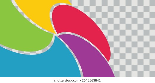 Colorful overlapping circles of infographic pie chart divided into 4 parts. Diagram, chart with 4 steps, options, parts, processes with colorful petals. Vector Illustration.	

