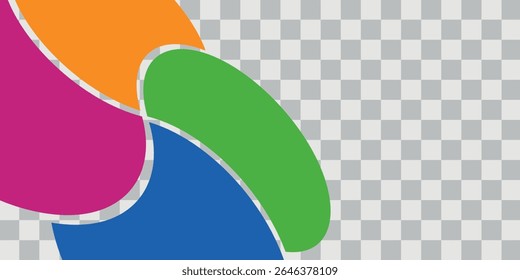 Colorful overlapping circles of infographic pie chart divided into 4 parts. Diagram, chart with 4 steps, options, parts, processes with colorful petals. Vector Illustration.	