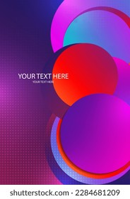Colorful overlapping circles, modern abstract composition with shadows and text. Geometric background. Vector