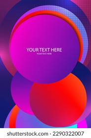 Colorful overlapping circles, modern abstract composition with shadows and text. Geometric background. Vector
