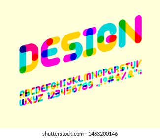 Colorful overlapping designer font set