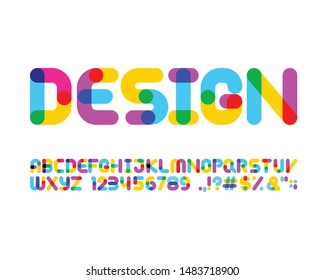 Colorful overlapping font set in vector format