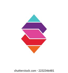 Colorful overlapping rhombus vector logo. Logo with a parallelogram. Suitable for brand, finance, company, and industry.
