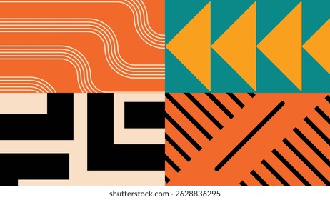 Colorful overlapping square elements create a minimalist modern design. Ideal for backgrounds, branding, and creative digital artwork projects.