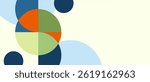 Colorful overlay circle semi-circle vector minimalist geometric shapes. Bright abstract posters for banner, corporate, website, report, flyer, and presentation. Conference slide deck background.