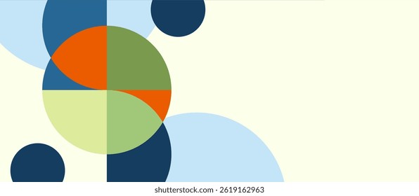 Formas geométricas minimalistas de vetor semicírculo de sobreposição colorida. Cartazes abstratos brilhantes para banner, corporativo, site, relatório, folheto e apresentação. Plano de fundo do conjunto de slides da conferência.