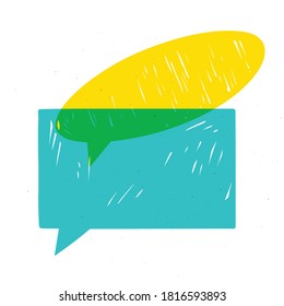 Colorful overlay speech bubble. Chat, Message design vector element.