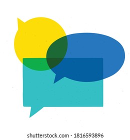 Colorful Overlay Speech Bubble. Chat, Message Design Element.