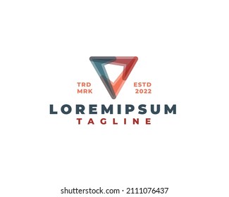 concepto de logotipo del triángulo de superposición colorido. Ilustración del vector