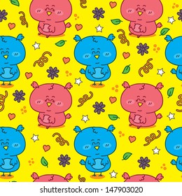 colorful owl baby pattern. Vector seamless pattern with adorable friendly owls