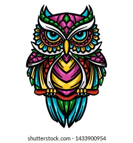 Colorful Owl Graphic Vector Design Tshirt - vector
