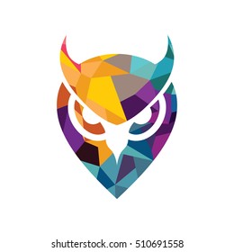 colorful owl head logo logotype