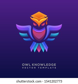 colorful Owl knowledge logo illustration Premium Vector