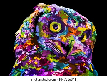 colorful owl on pop art style. vector illustration.