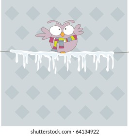 Colorful owl on the rope. Vector illustration