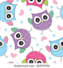 colorful owl pattern vector illustration