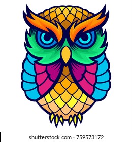 Colorful owl tee design concept