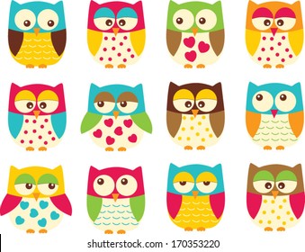 Colorful owls