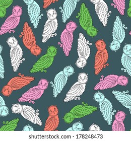 Colorful Owls Endless Seamless Pattern
