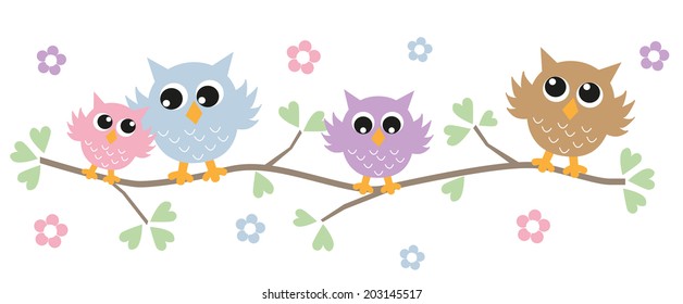colorful owls header or banner for website