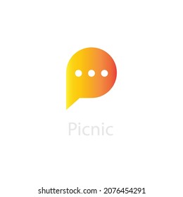 Colorful P Letter And Chat Box Logo Design. Creative Idea logo design Vector illustration template