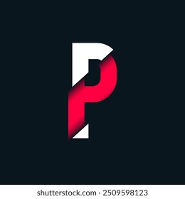 Colorful P Letter Cut Alphabet Typography Logo, P Letter Paper Shape Minimal Logo Sign, P Character Logo Symbol