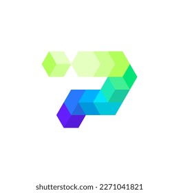 Colorful P Letter with Hexagon Flow Crypto Block Chain Technology Logo Design Vector