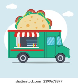 colorful pack of flat food trucks