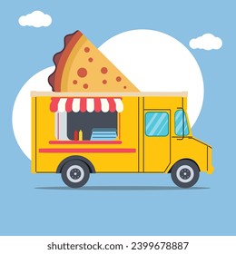 colorful pack of flat food trucks