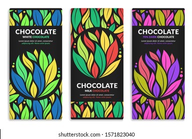 Colorful packaging design of chocolate bars. Vintage vector ornament template. Elegant, classic elements. Great for food, drink and other package types. Can be used for background and wallpaper.