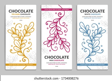 Farbenvolles Verpackungsdesign von Schokoladenstangen. Vintage Vektorschmuck Vorlage. Elegante, klassische Elemente. Ideal für Essen, Trinken und andere Arten von Packungen. Kann für Hintergrund und Hintergrund verwendet werden.