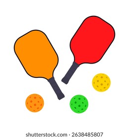 Colorful paddles and balls for playing pickleball