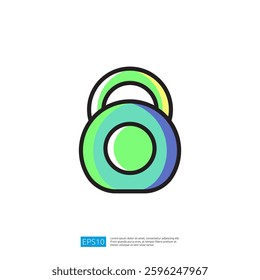 Colorful Padlock Icon Representing Digital Security and Data Protection in Vibrant Design Illustration