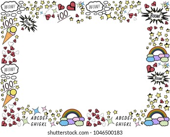 Colorful page border made of doodles