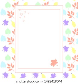 Colorful pages with leaves seamless pattern for background, notebook, simple design. Modern abstract vector design for paper, cover, fabric, interior decor. Soft pastel colors for kids/children