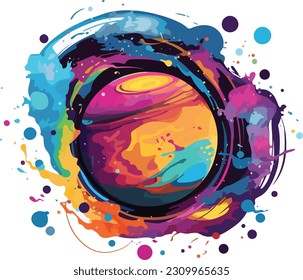 colorful paint art planet vector design 