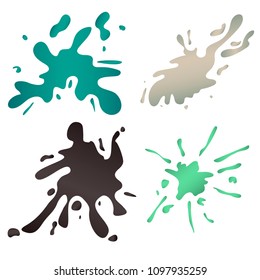 colorful paint blots or splashes vector. Drops and stains. Paint splash or splat, splattered ink, dirty blots artistic elements.