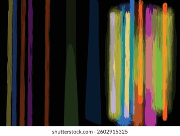 Colorful paint brush bright color splash on black background. Vector brush texture. Ink paint