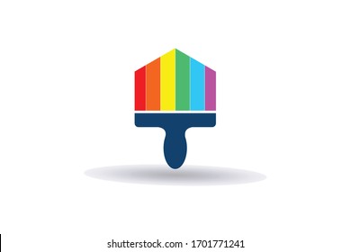 colorful paint brush for renovate or painting service logo template