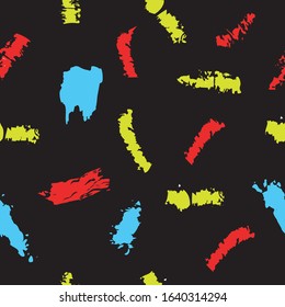 Colorful Paint Brush Seamless Pattern Black Background