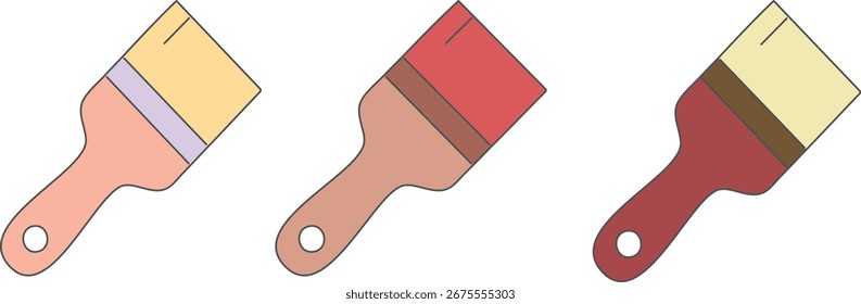 Ilustración vectorial de diseño plano de pinceles de colores para proyectos de arte, bricolaje y renovación del hogar