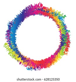 Colorful Paint Brush Stroke Circle Isolated On White Background. Vector. Watercolor. Marker