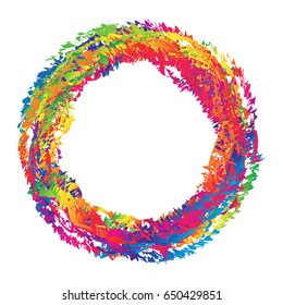 Colorful Paint Brush Stroke Circle Isolated On White Background. Watercolor. Vector. Multicolored